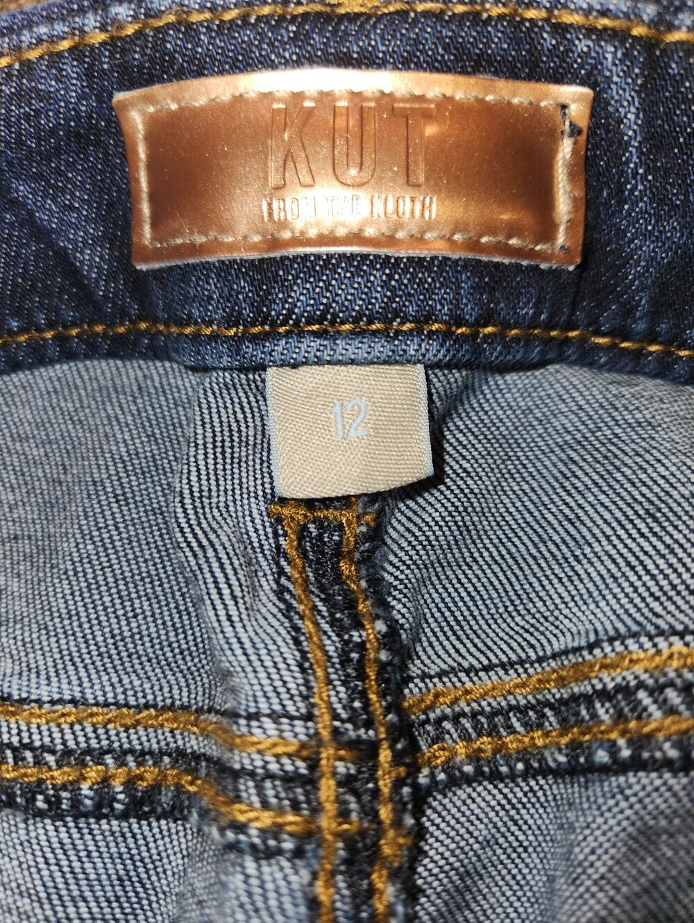 KUT From the Kloth Meg Fab AB Wide Leg High Rise Jeans Size 12 Raw Fray Hem Dark - Picture 8 of 11